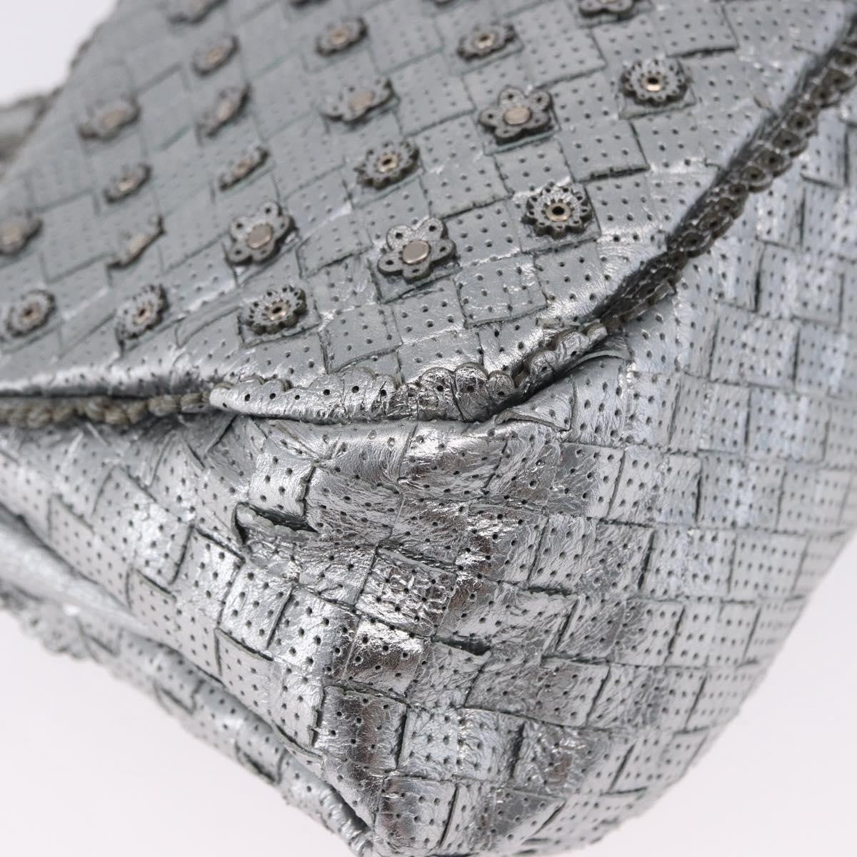 Bottega Veneta Intrecciato Shoulder Leather Silver Leather Shoulder Bag Bag (Pre-Owned)