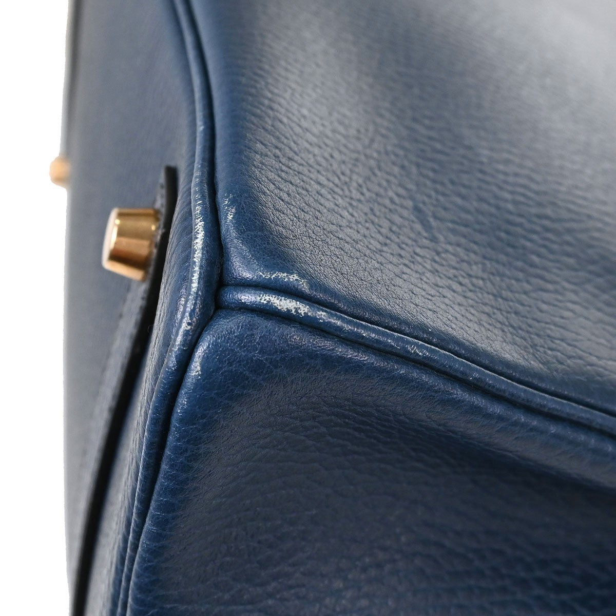 Hermes Birkin Blue Ardennes With Gold Hardware Blue Leather Handbag (Pre-Owned)