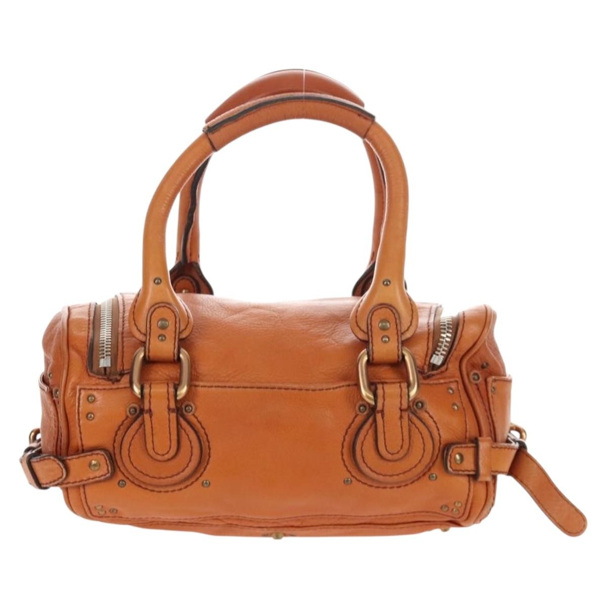 Chloe Paddington Lock Leather Orange Leather Handbag (Pre-Owned)