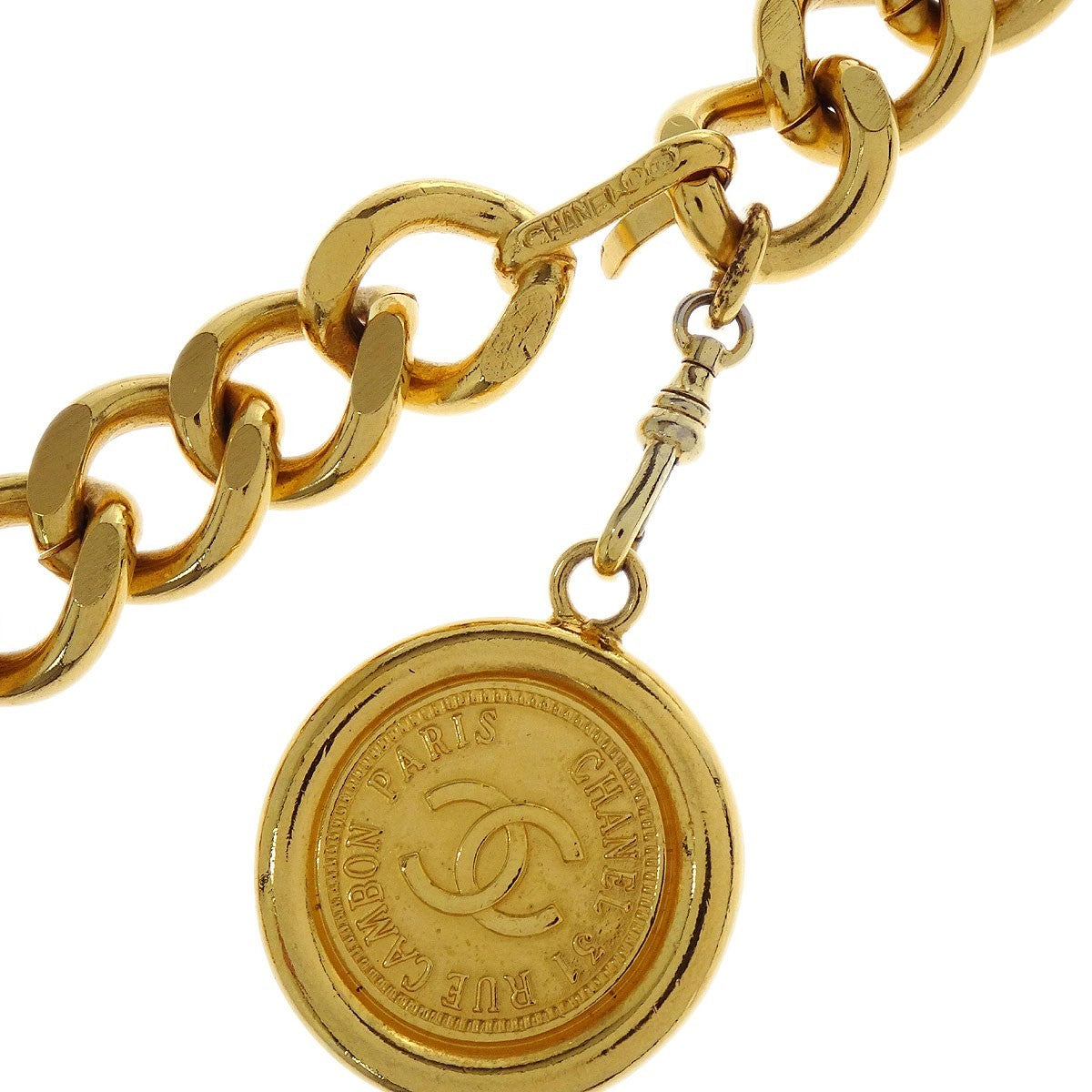Chanel Vintage Medallion Chain Belt Metal Gold Gold_Plated Belts Accessory (Pre-Owned)
