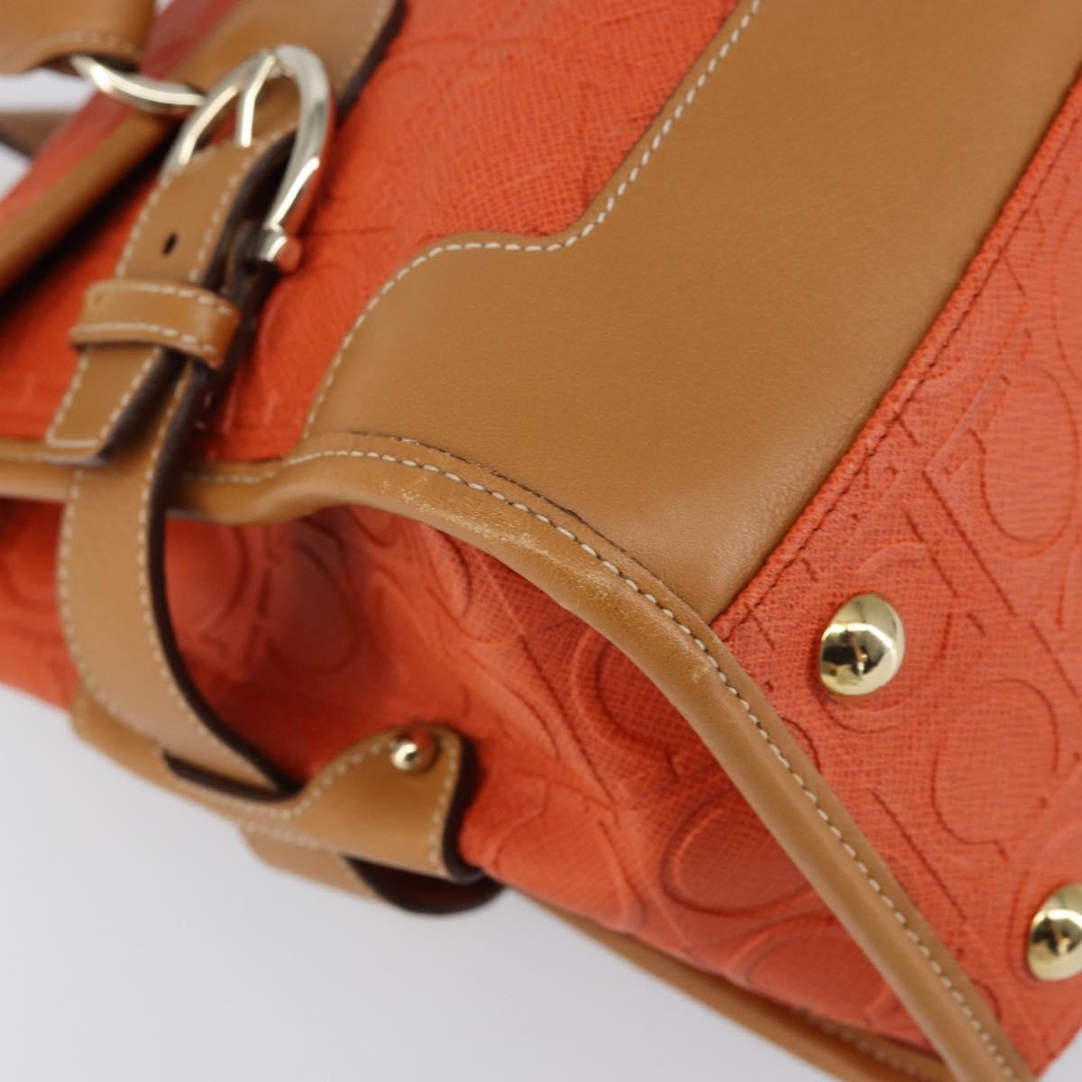 Salvatore Ferragamo Gancini Canvas Orange Pvc Shoulder Bag Bag (Pre-Owned)