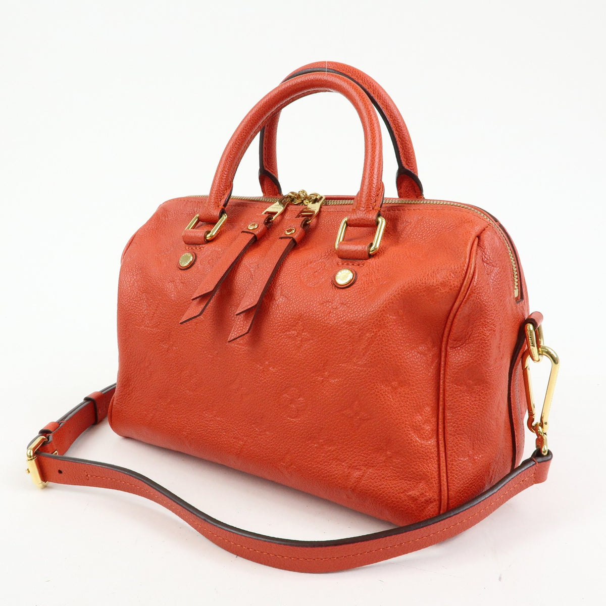 Louis Vuitton Speedy Bandouliere Monogram Empreinte Leather Orange Leather Handbag (Pre-Owned)