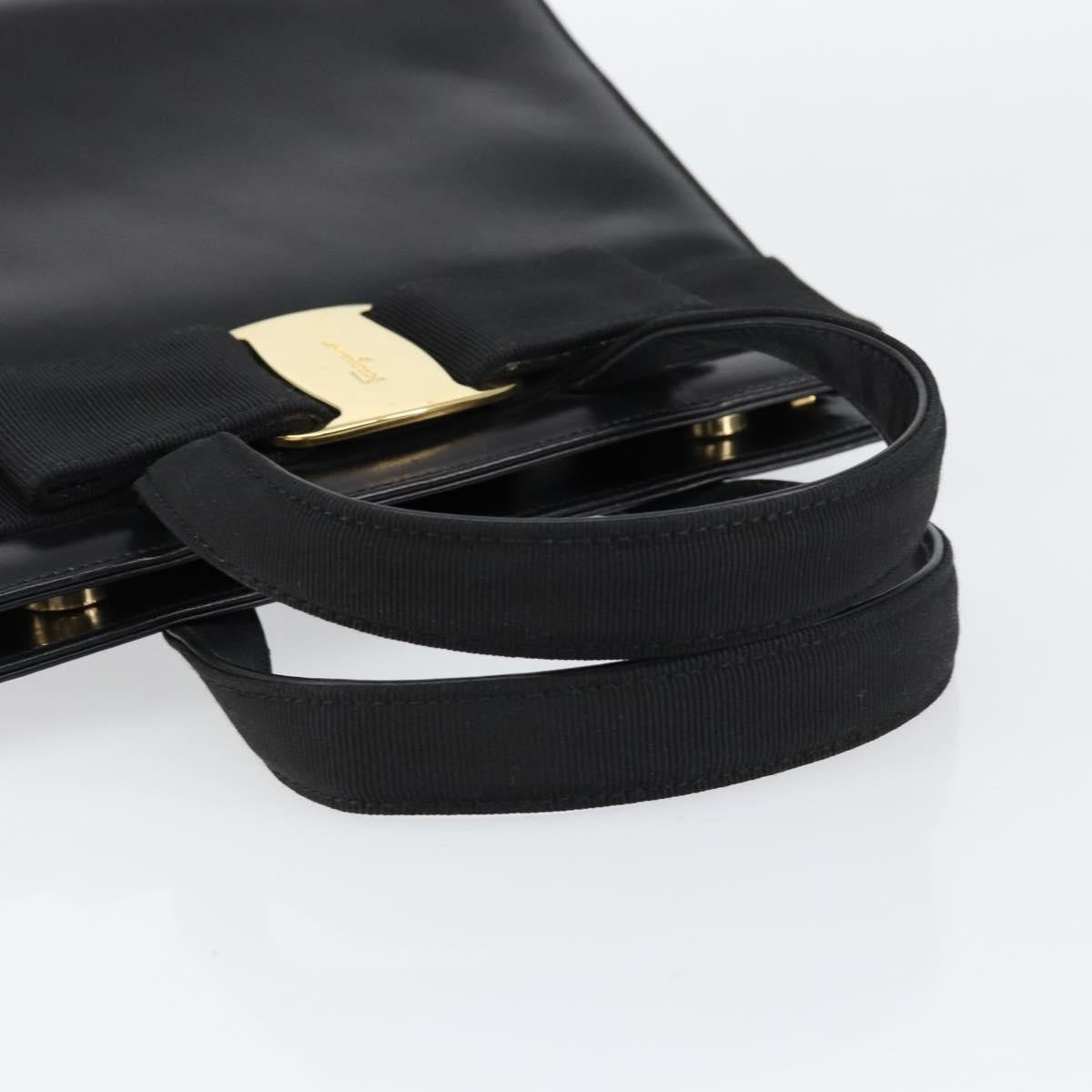 Salvatore Ferragamo Convertible Vara Bow Leather Black Leather Handbag (Pre-Owned)