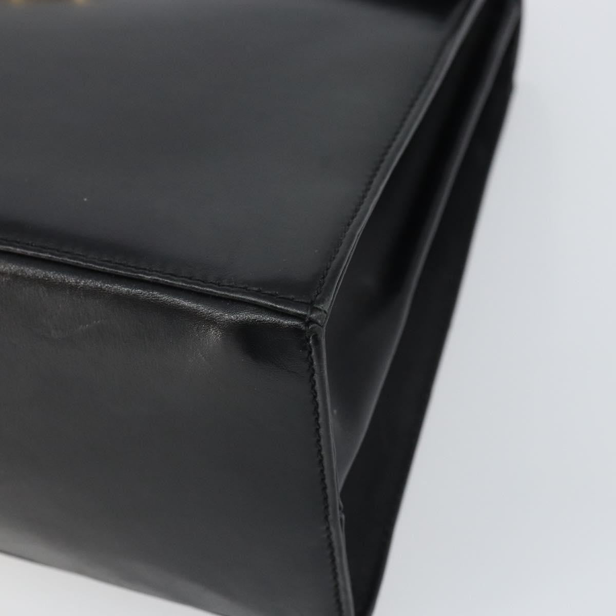 Salvatore Ferragamo Gancini Convertible Top Handle Leather Black Leather Handbag (Pre-Owned)