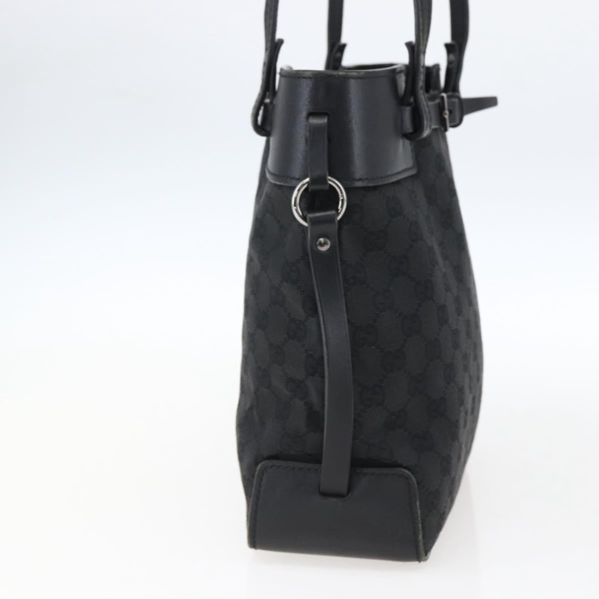 Gucci Belted Bucket Tote Gg Canvas With Leather Black Canvas Tote Bag Bag (Pre-Owned)