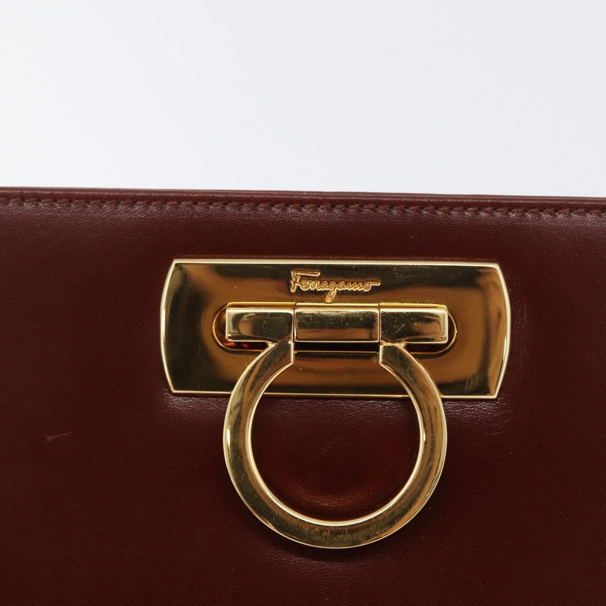 Salvatore Ferragamo Vintage Gancini Chain Leather Brown Leather Shoulder Bag Bag (Pre-Owned)