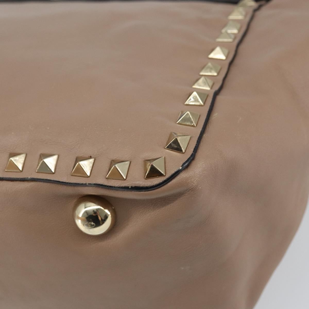 Valentino Garavani Rockstud Tote Soft Leather Beige Leather Tote Bag Bag (Pre-Owned)