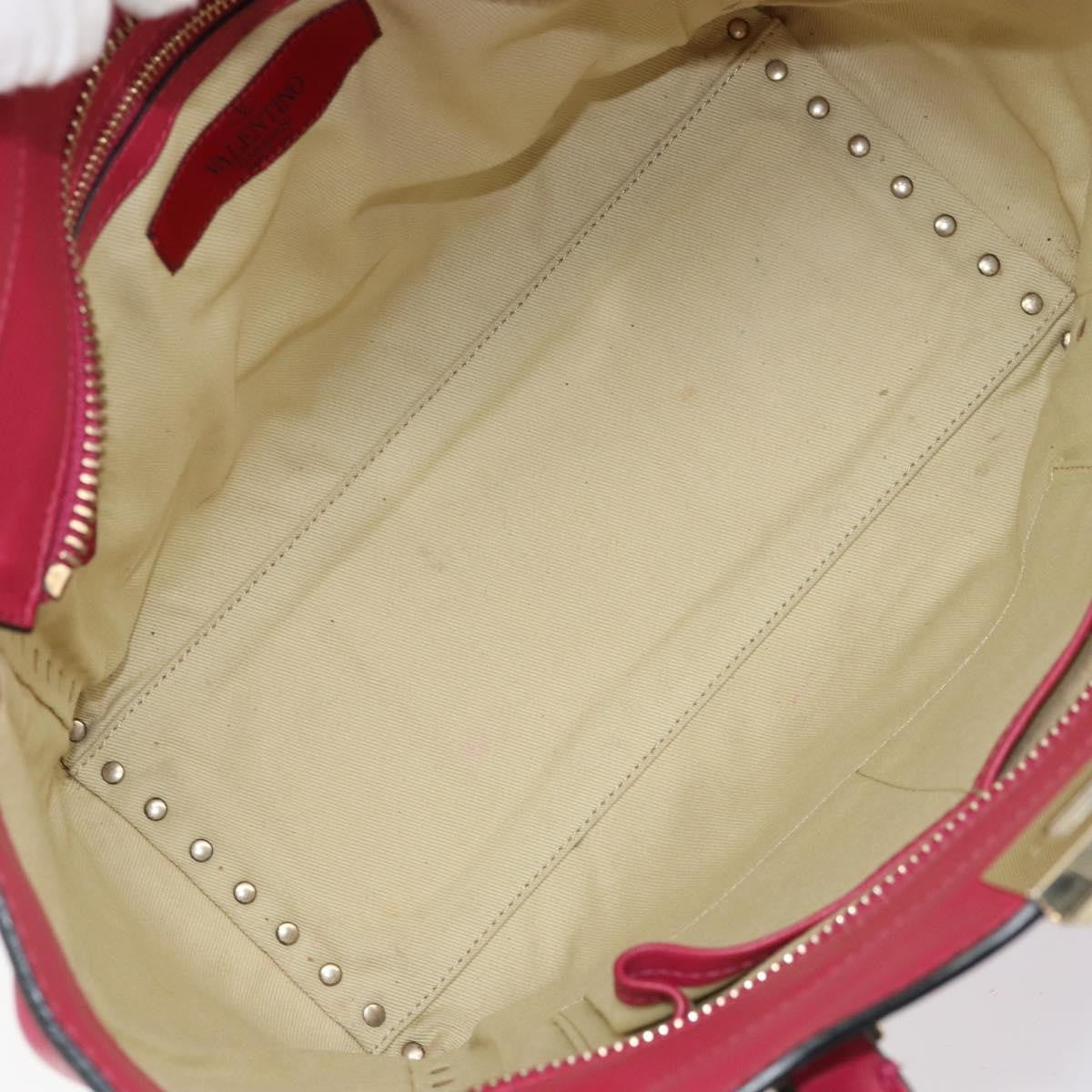 Valentino Garavani 1975 Rockstud Striped Leather Pink Leather Tote Bag Bag (Pre-Owned)