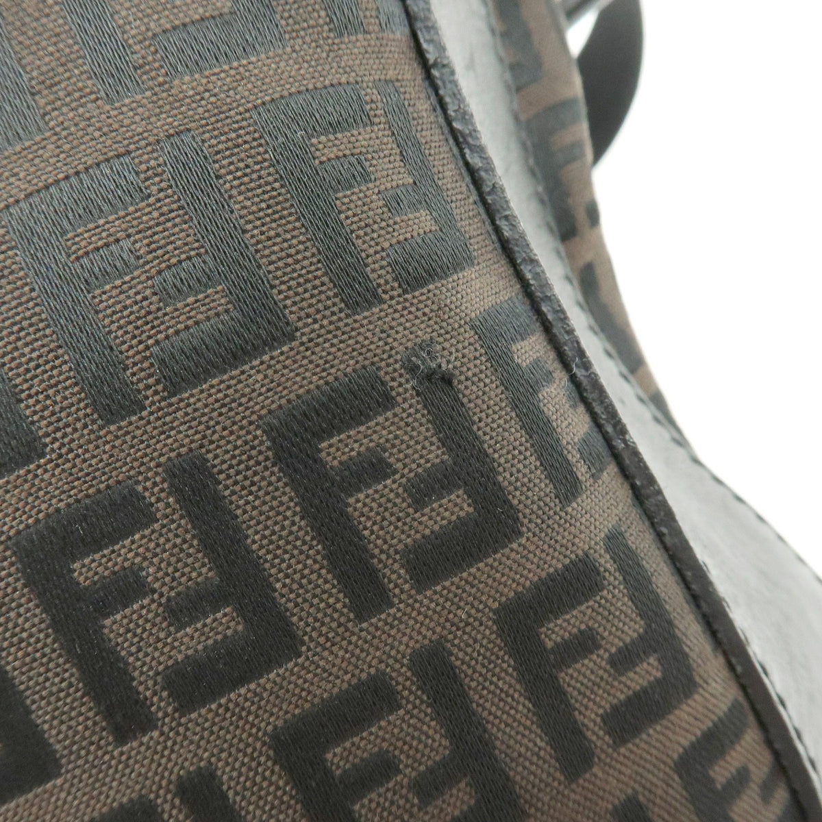 Fendi Shoulder Zucchino Canvas Brown Canvas Shoulder Bag Bag (Pre-Owned)