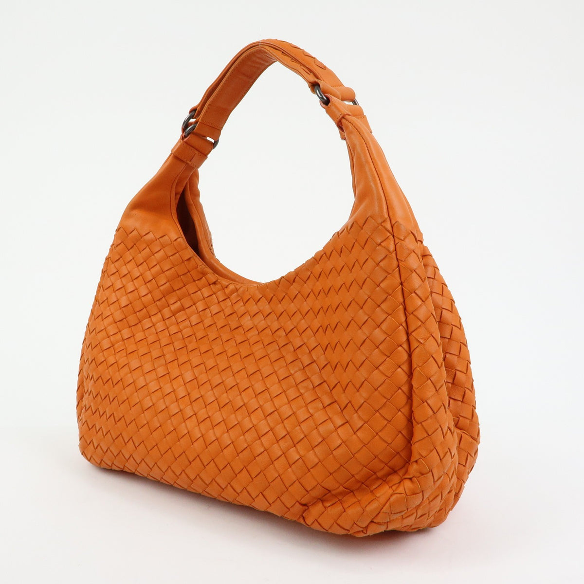 Bottega Veneta Campana Hobo Intrecciato Nappa Orange Leather Shoulder Bag Bag (Pre-Owned)