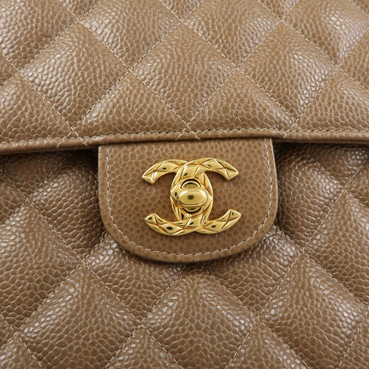 Chanel Vintage Front Pocket Camera Quilted Caviar Brown Leather Handbag (Pre-Owned)