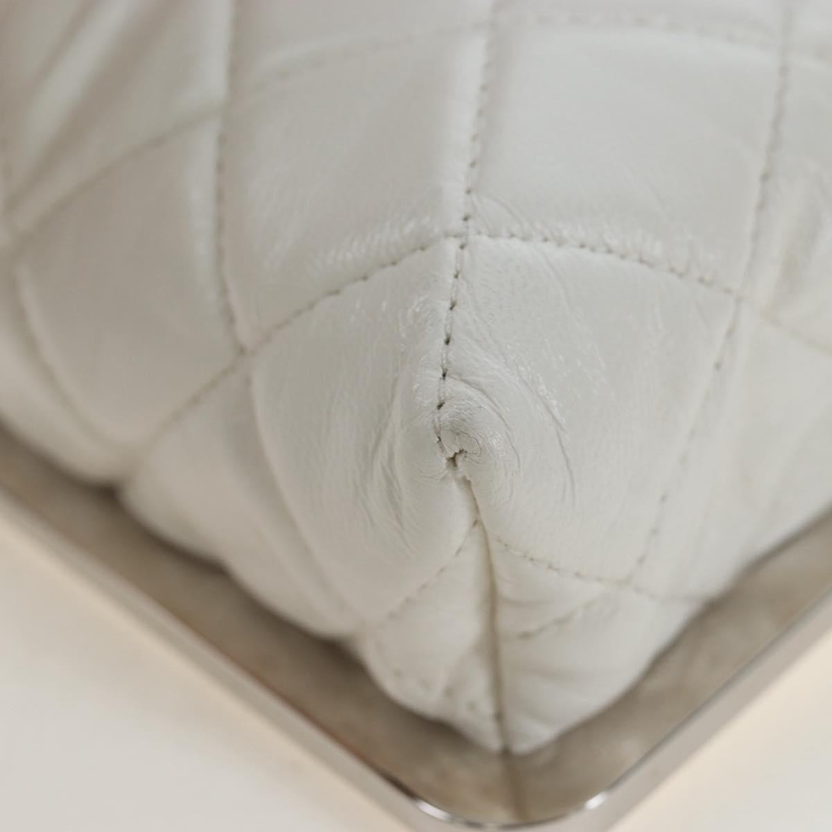 Chanel Cc Frame Clutch With Chain Quilted Lambskin And Plexiglass White Leather Clutche & Pouche Bag (Pre-Owned)