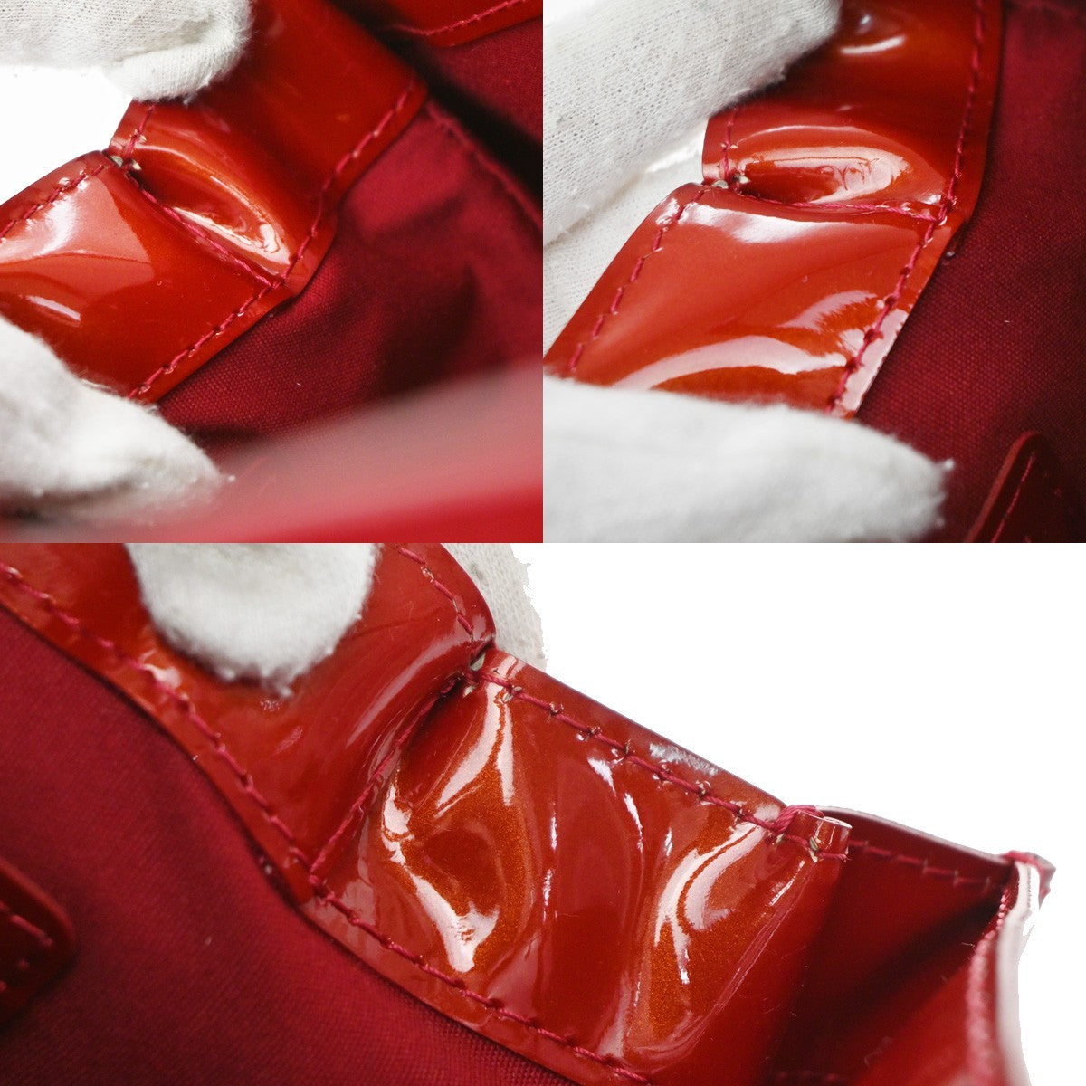 Louis Vuitton Wilshire Monogram Vernis Red Patent_Leather Handbag (Pre-Owned)