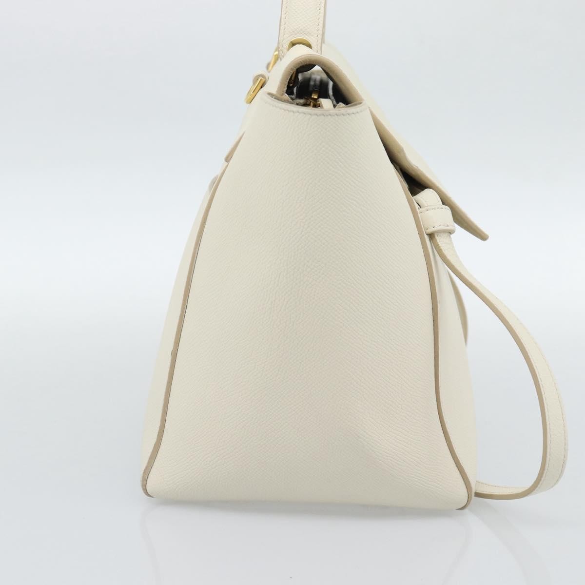Celine Belt Textured Leather White Leather Handbag (Pre-Owned)