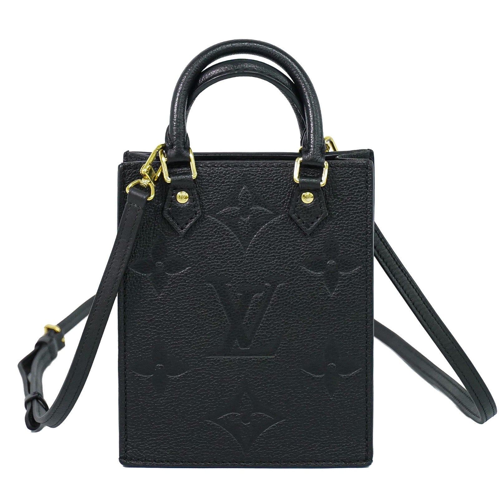 Louis Vuitton Petit Sac Plat Monogram Empreinte Giant Black Leather Handbag (Pre-Owned)