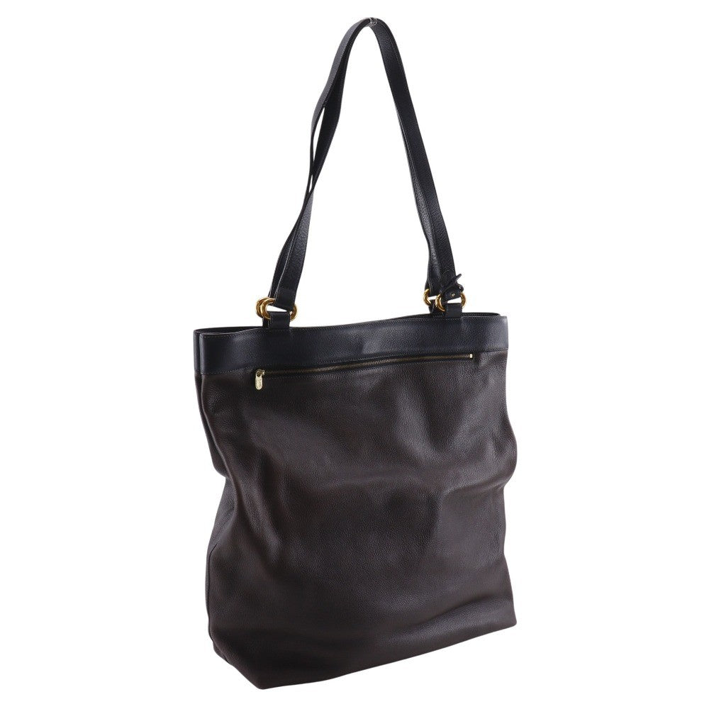 Delvaux Tote Bag Leather Brown Leather Tote Bag Bag (Pre-Owned)