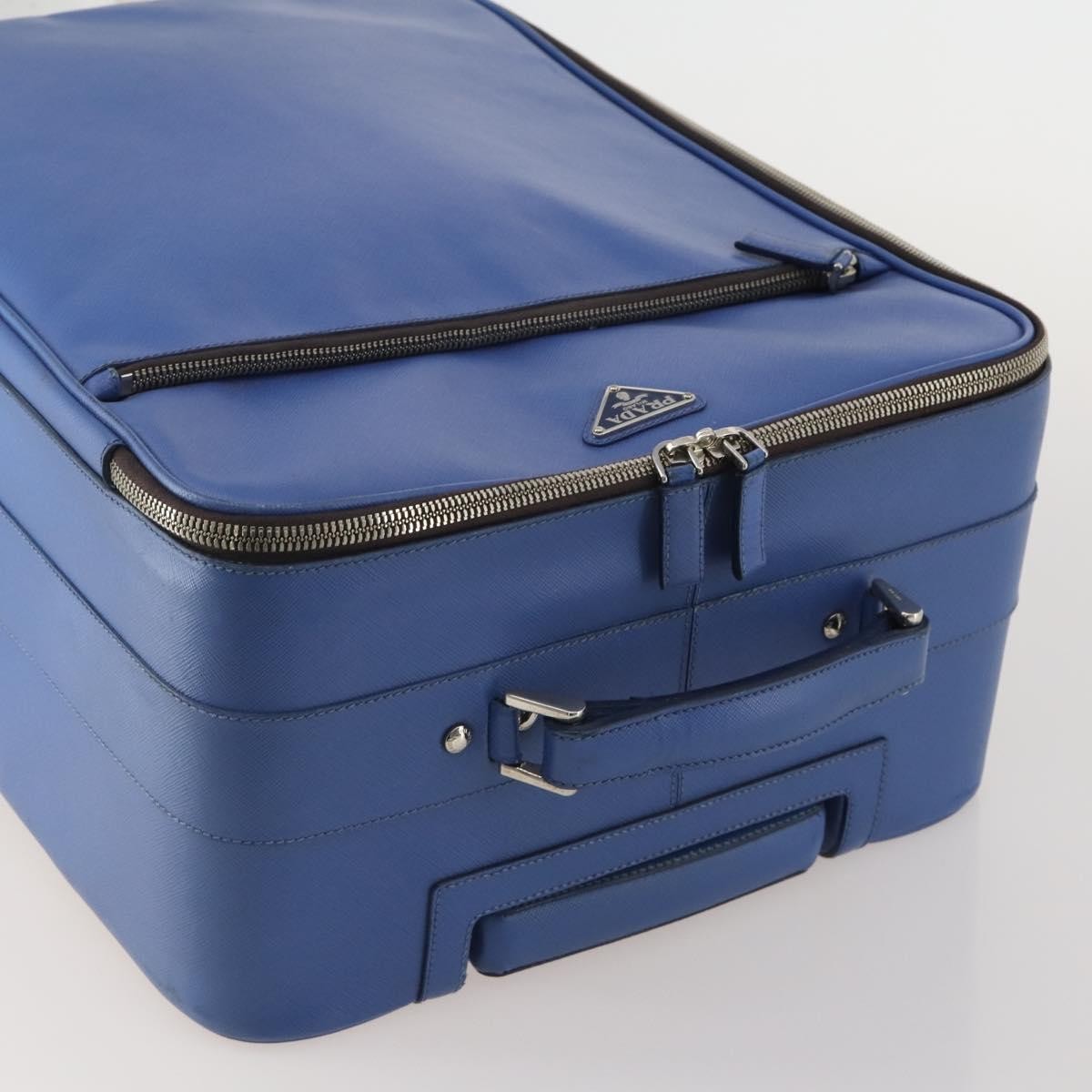 Prada Travel Saffiano Leather Blue Leather Travel Bag Bag (Pre-Owned)