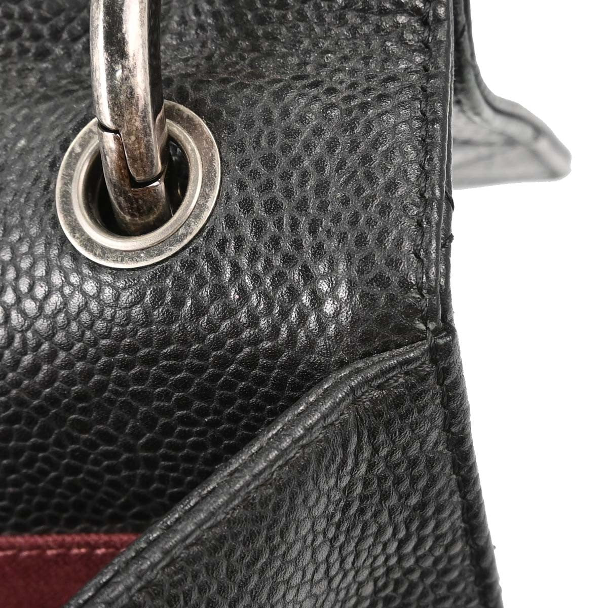 Chanel Retro Class Flap Quilted Caviar Black Leather Handbag (Pre-Owned)