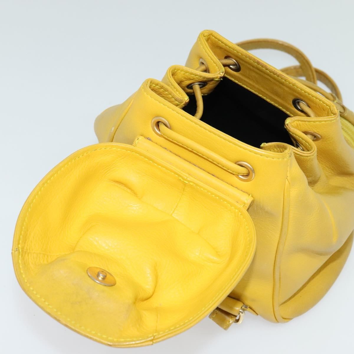 Christian Dior Vintage Flap Leather Yellow Leather Backpack Bag (Pre-Owned)