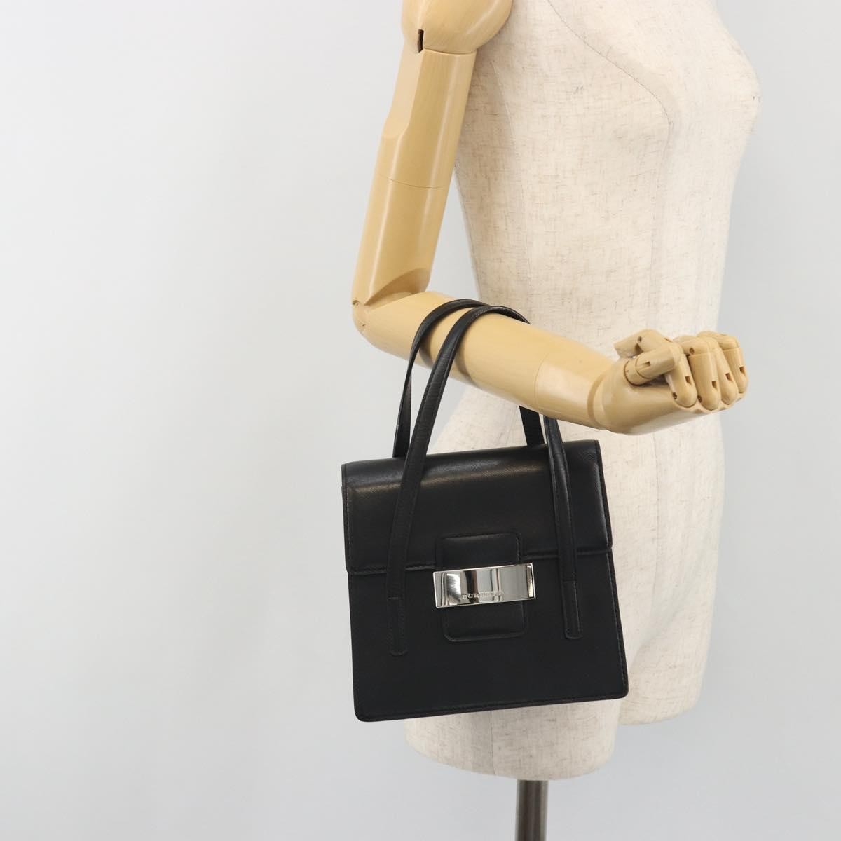 Burberry Vintage Leather Black Leather Handbag (Pre-Owned)