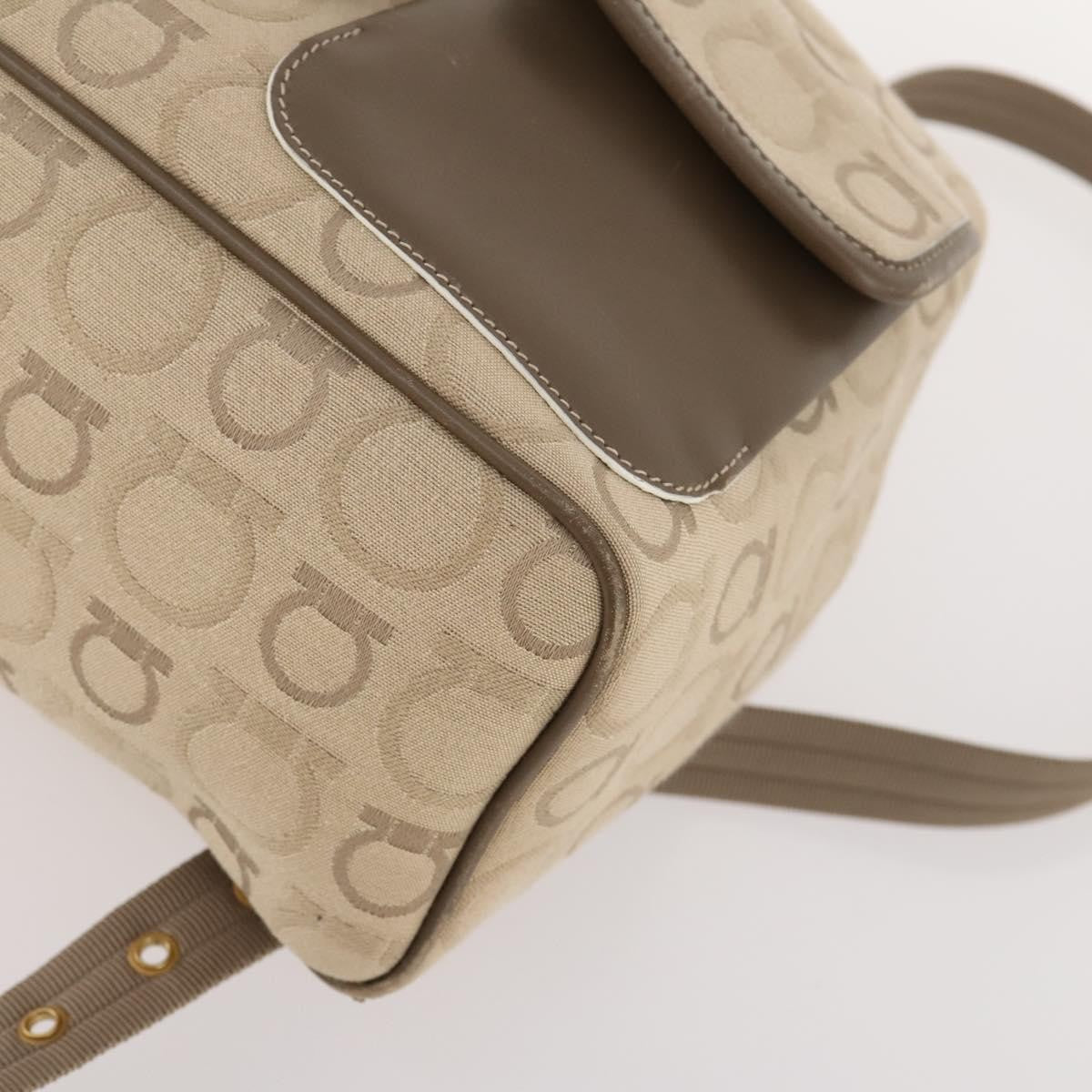 Salvatore Ferragamo Gancini Canvas Beige Canvas Backpack Bag (Pre-Owned)
