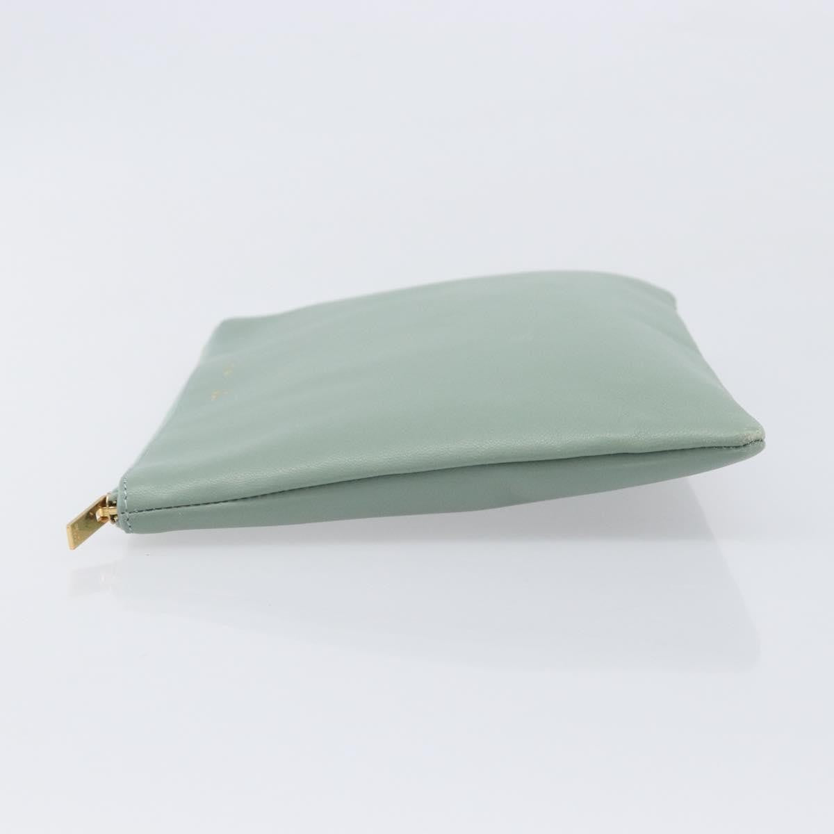 Celine Solo Leather Green Leather Clutche & Pouche Bag (Pre-Owned)