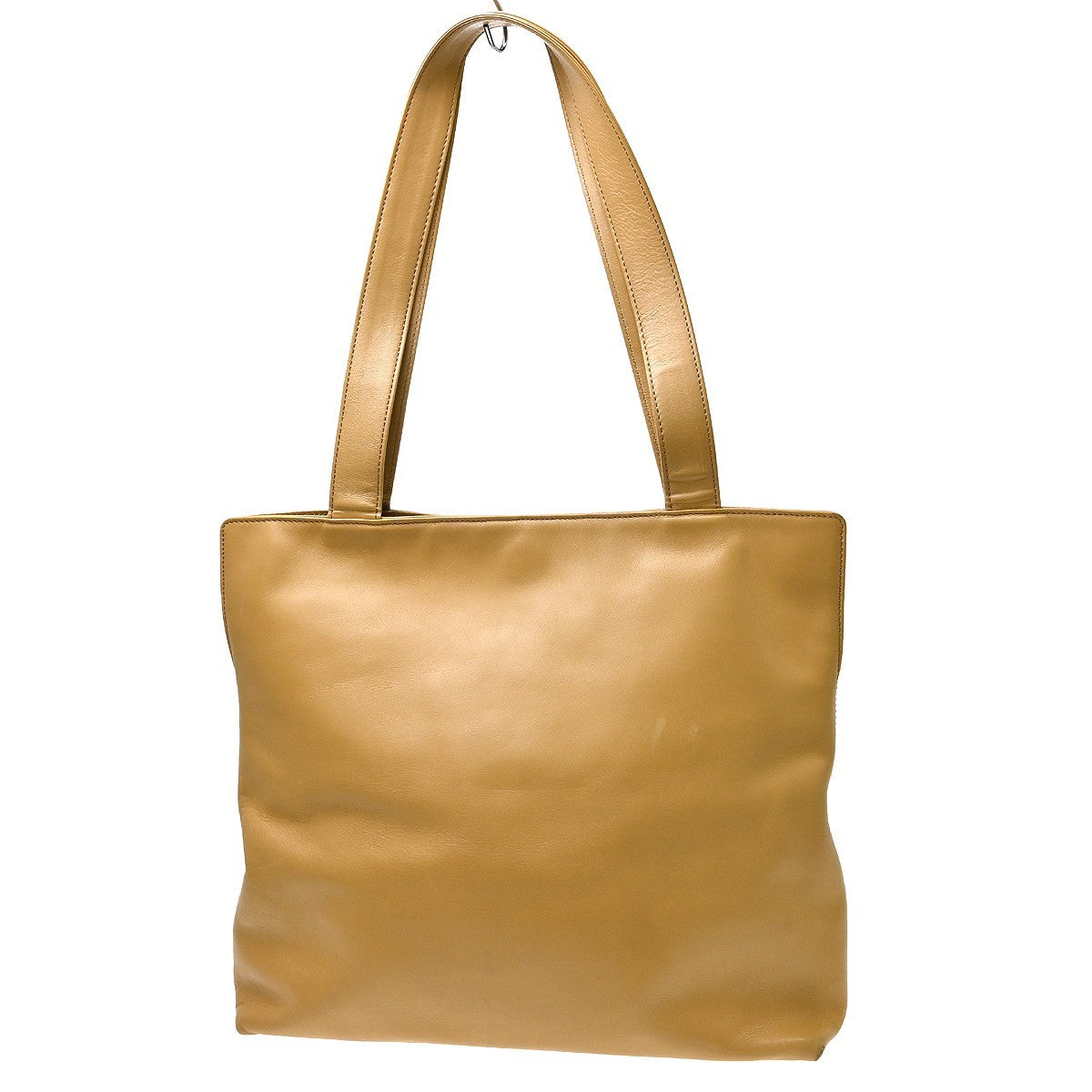 Chanel Vintage Cc Logo Tote Leather Beige Leather Tote Bag Bag (Pre-Owned)