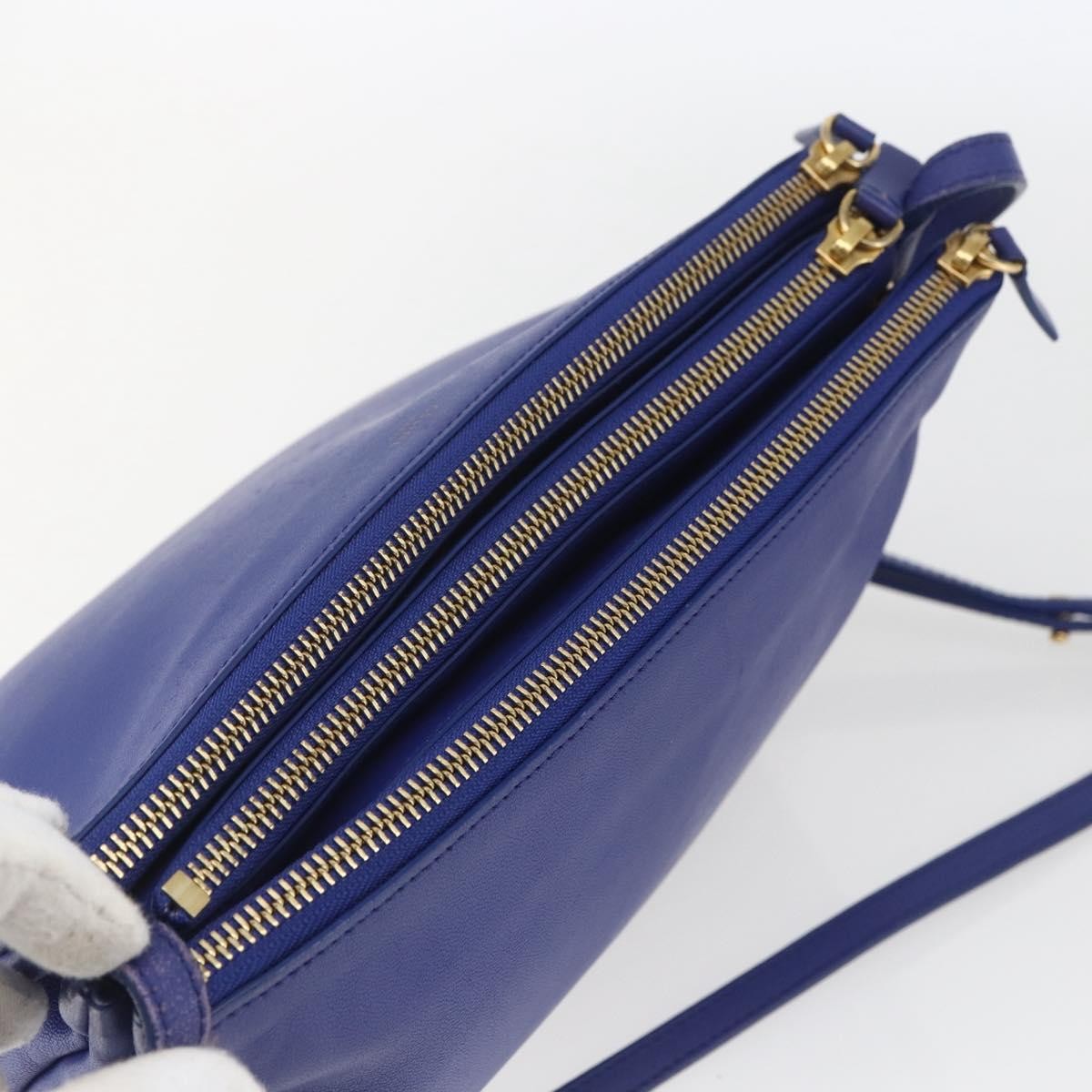 Celine Trio Leather Blue Leather Shoulder Bag Bag (Pre-Owned)