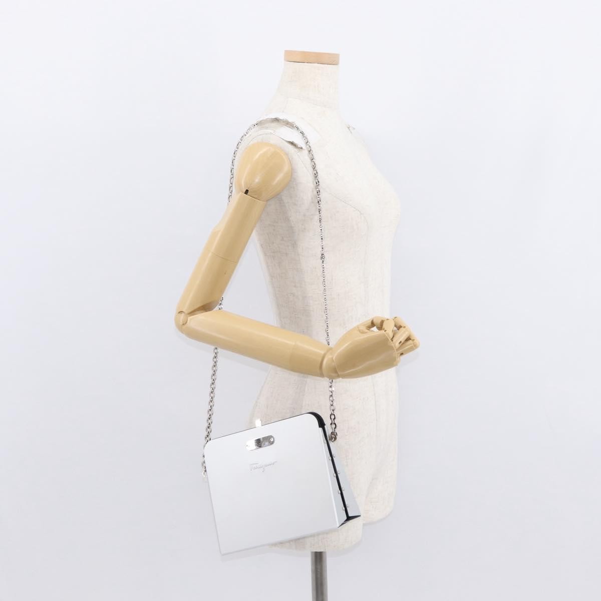 Salvatore Ferragamo Vintage Gancini Chain Leather Silver Stainless_Steel Shoulder Bag Bag (Pre-Owned)