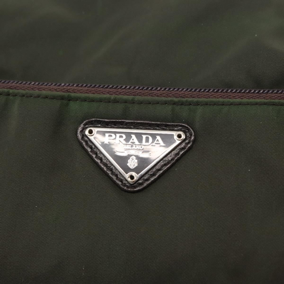 Prada Double Buckle Flap Messenger Tessuto Khaki Nylon Shoulder Bag Bag (Pre-Owned)
