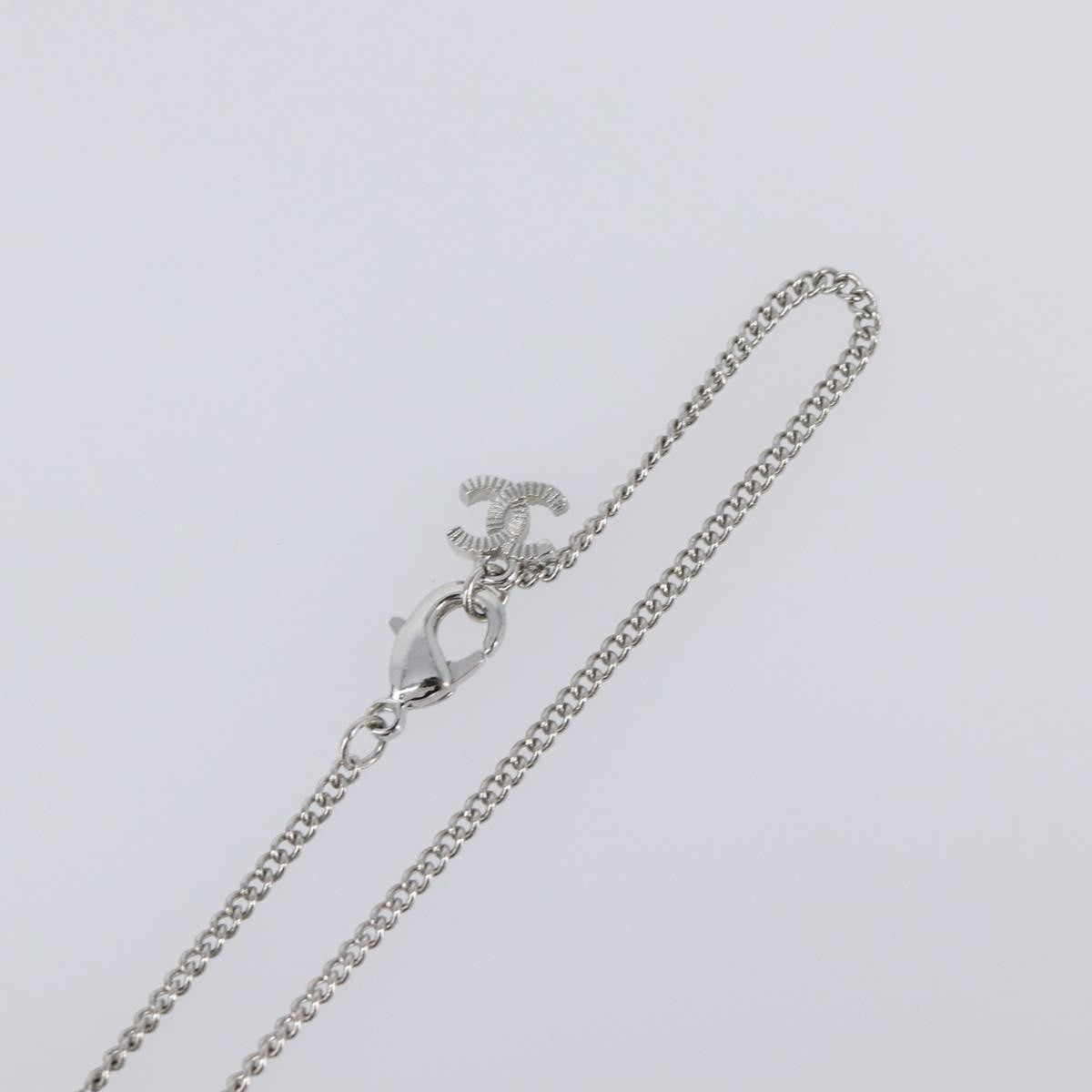 Chanel Cc Ball Drop Pendant Metal With Crystals Silver Metal Necklace Jewelry (Pre-Owned)