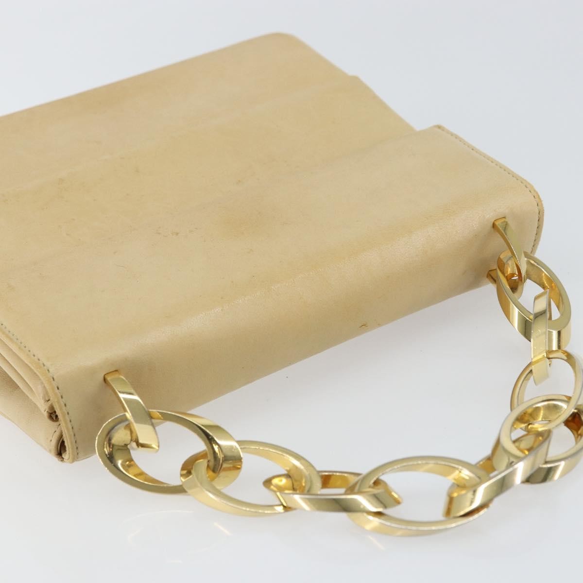 Salvatore Ferragamo Vintage Chain Leather Beige Leather Handbag (Pre-Owned)