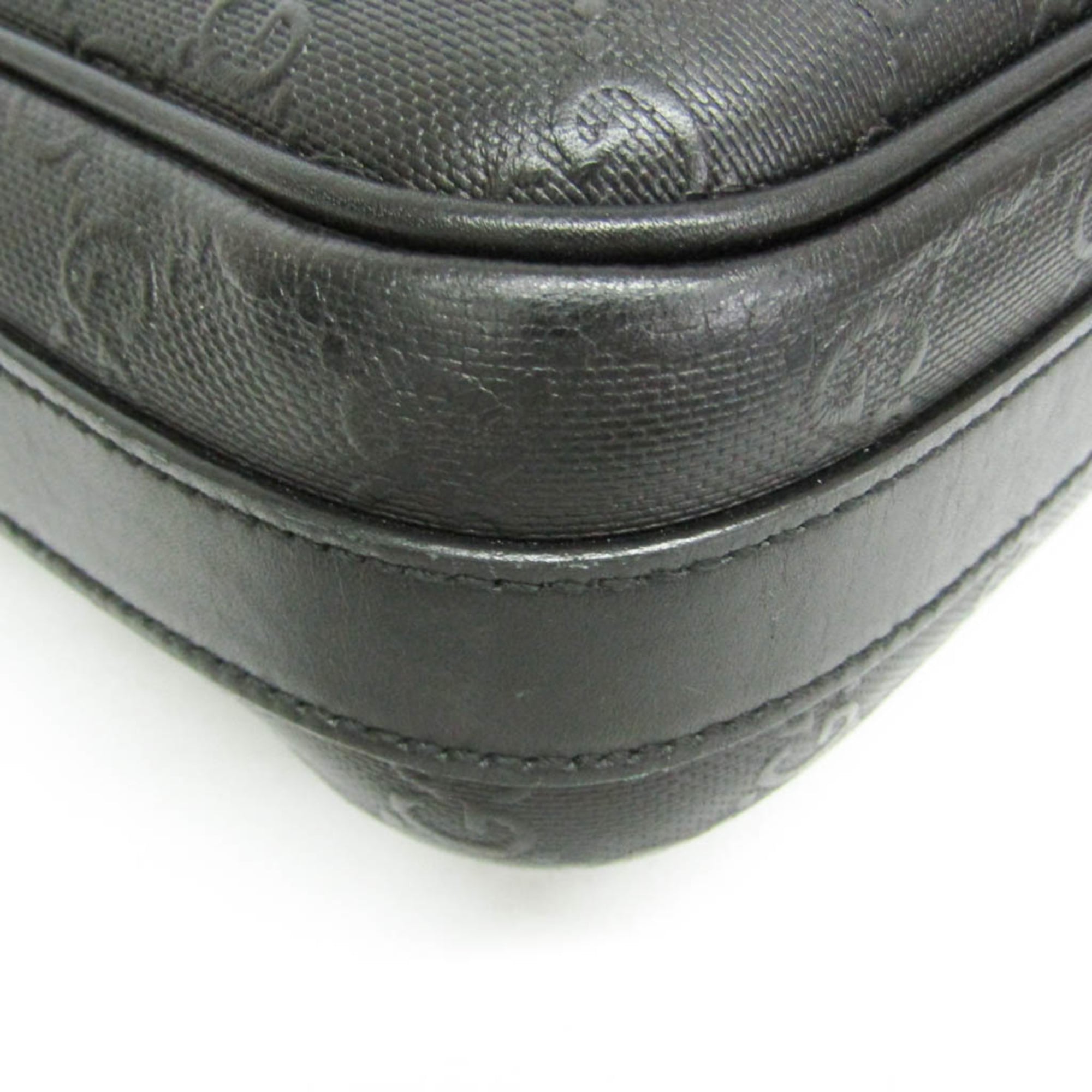 Gucci Convertible Briefcase Guccissima Leather Black Leather Briefcase Bag (Pre-Owned)