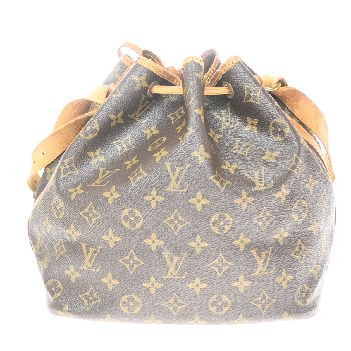 Louis Vuitton Petit Noe Monogram Canvas Brown Leather Handbag (Pre-Owned)
