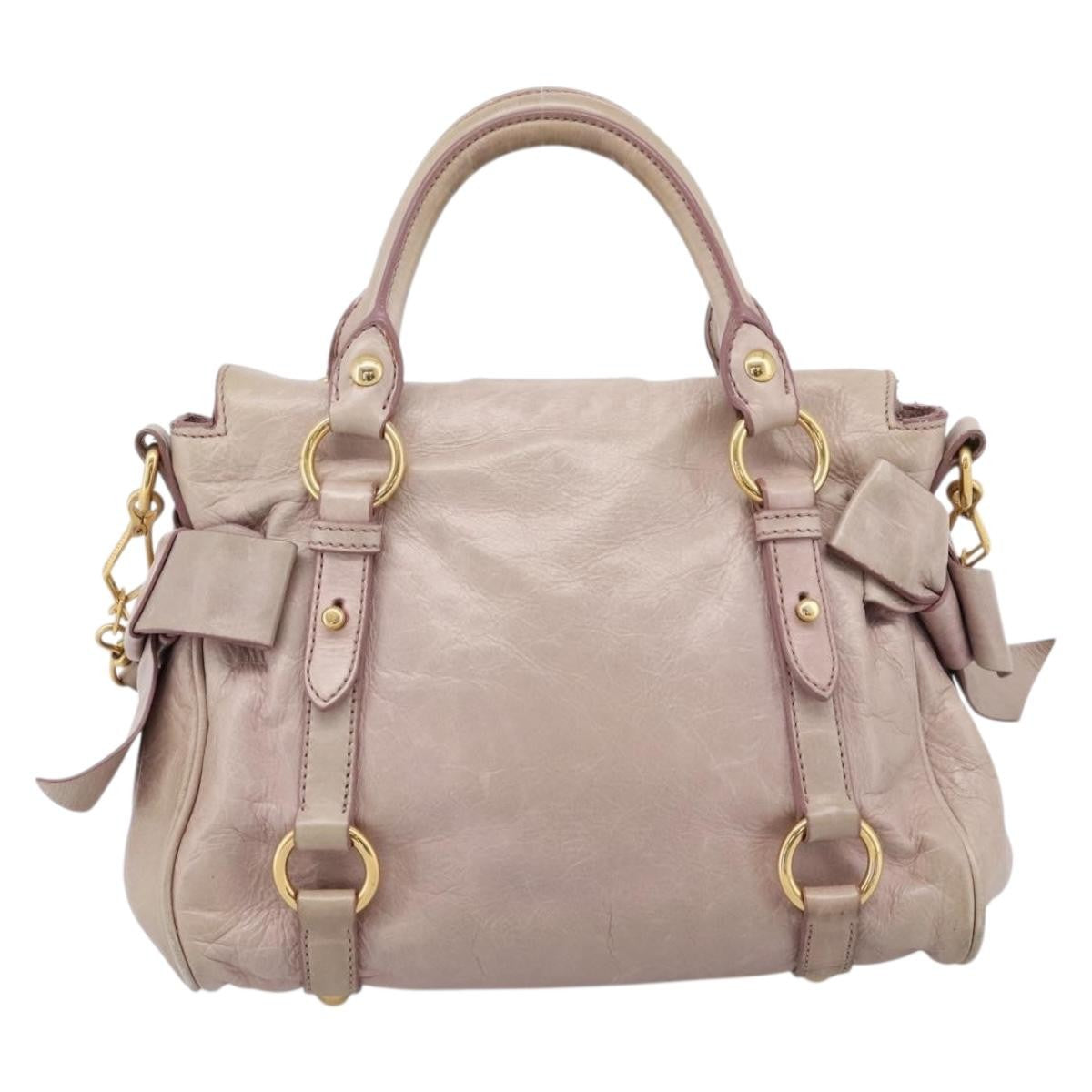 Miu Miu Vitello Lux Leather Pink Leather Handbag (Pre-Owned)