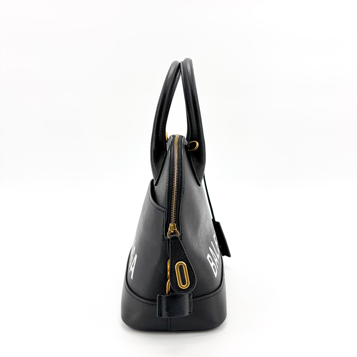 Balenciaga Logo Ville Leather Black Calfskin Handbag (Pre-Owned)