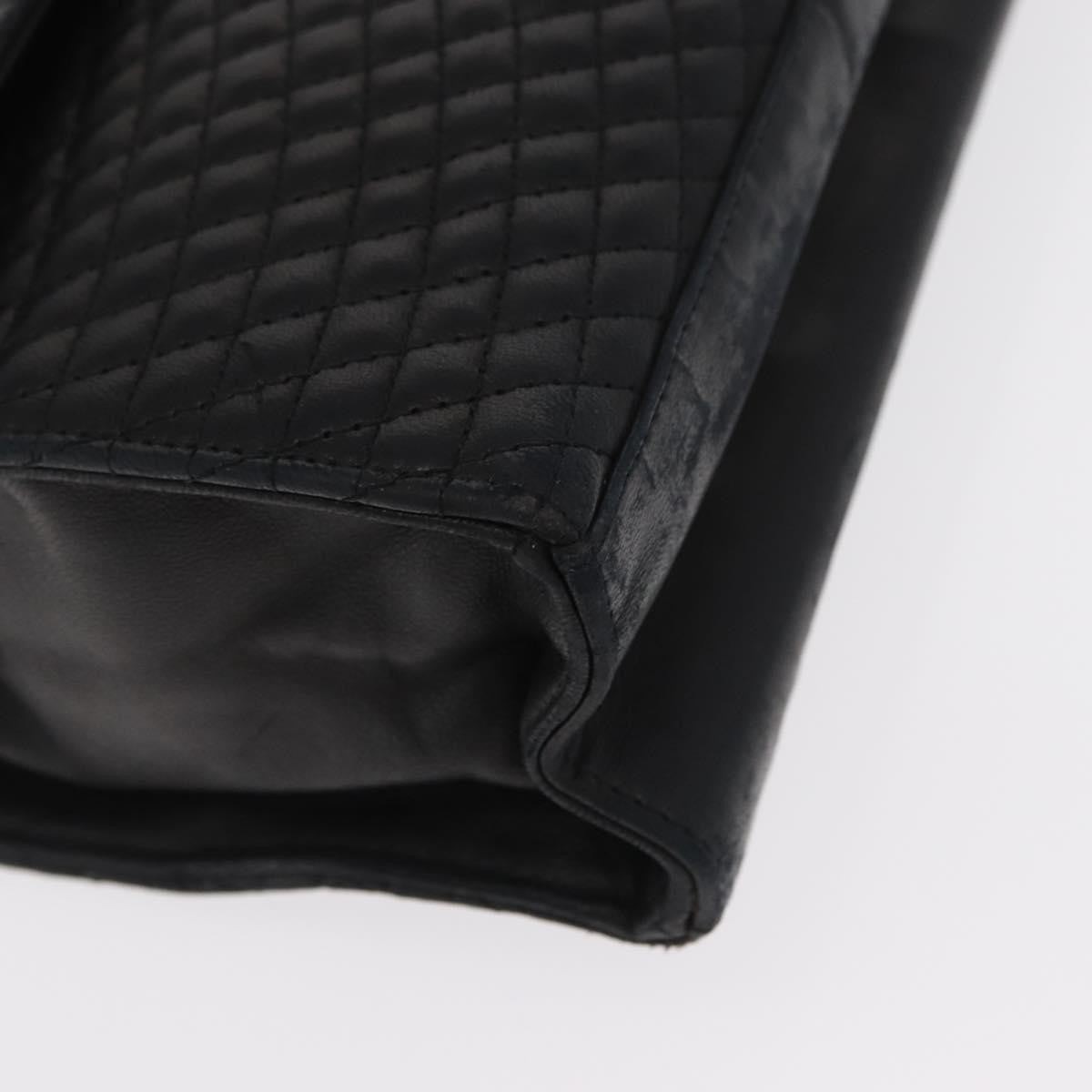 Bally Vintage Quilted Leather Black Leather Handbag (Pre-Owned)