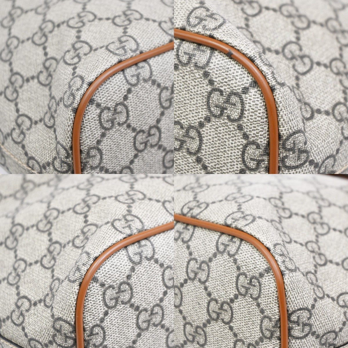 Gucci Convertible Soft Gg Coated Canvas With Leather Brown Canvas Tote Bag Bag (Pre-Owned)