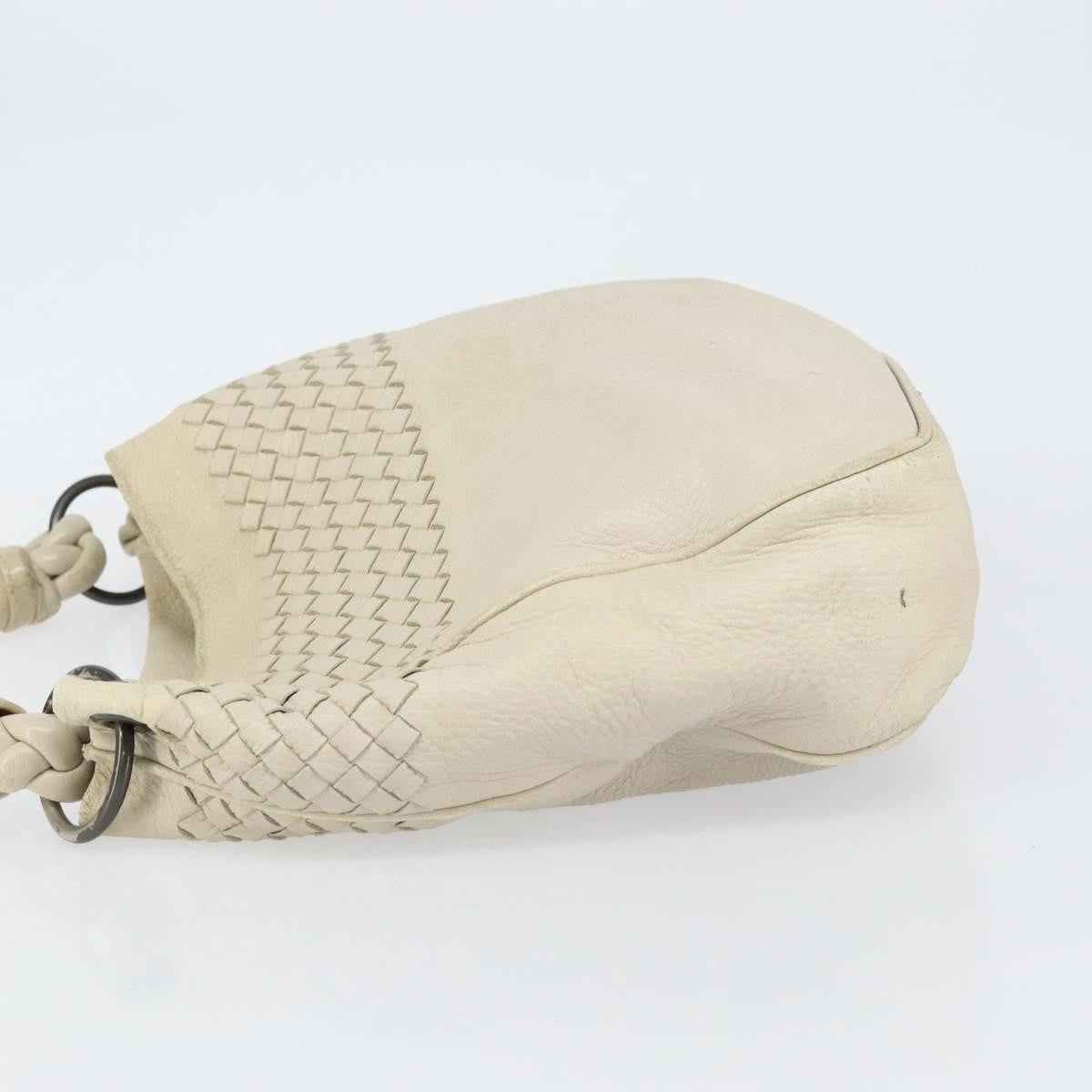 Bottega Veneta Braided Handle Hobo Embroidered Leather With Intrecciato Detail Beige Leather Shoulder Bag Bag (Pre-Owned)