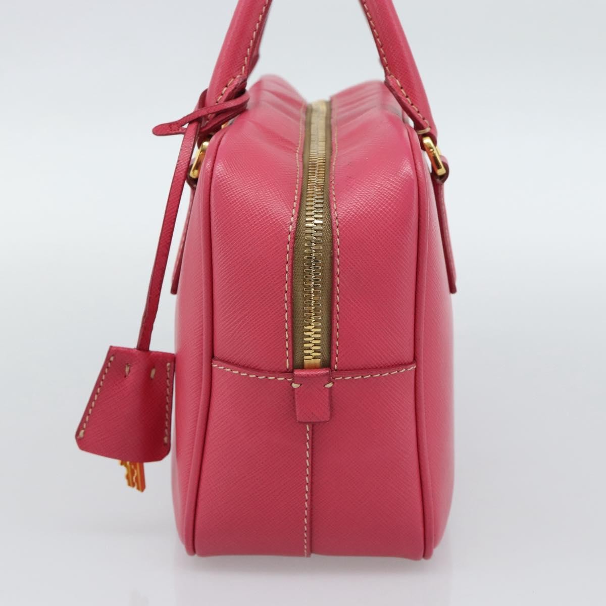 Prada Bauletto Saffiano Leather Pink Leather Handbag (Pre-Owned)