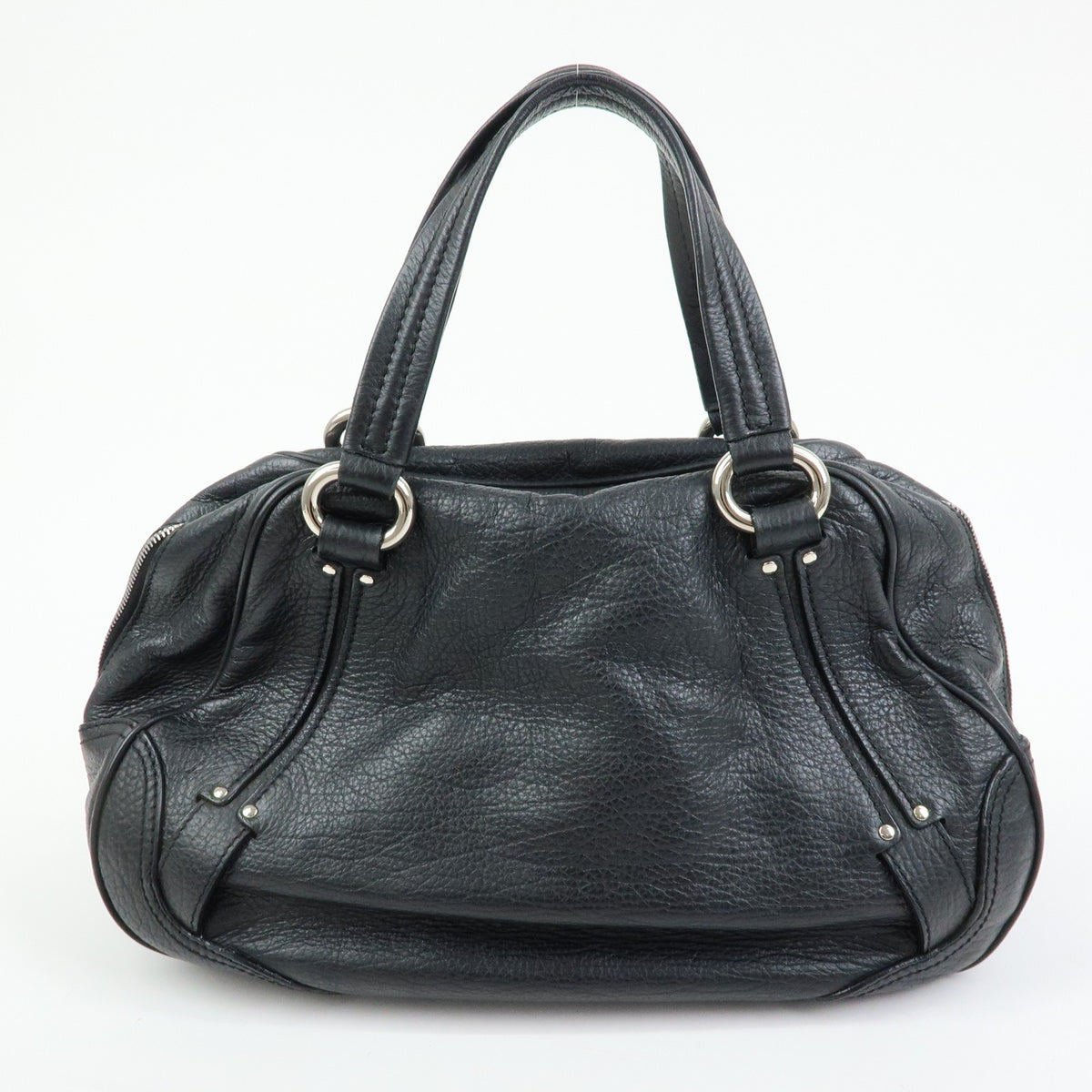 Celine Macadam Leather Black Leather Tote Bag Bag (Pre-Owned)
