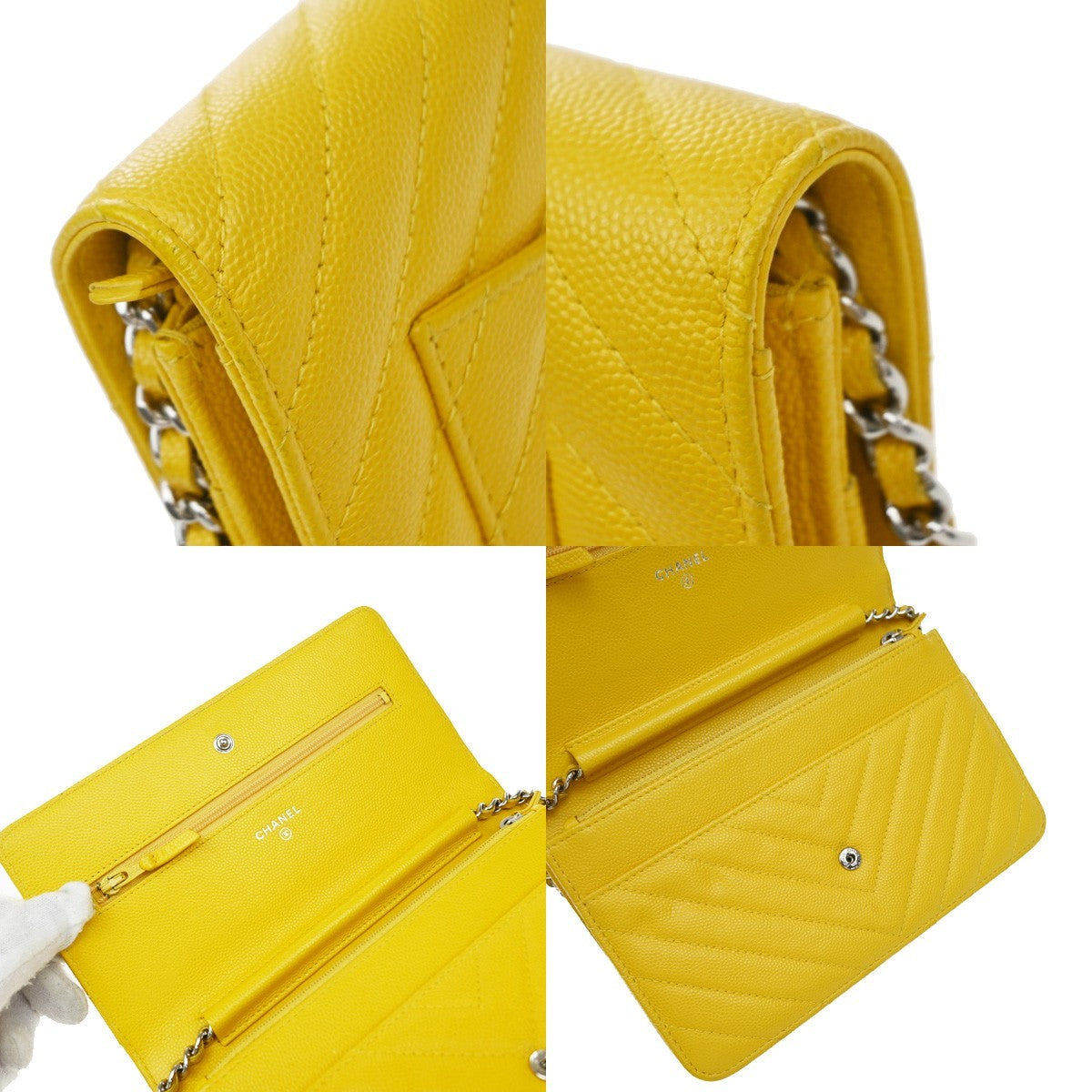 Chanel Wallet On Chain Quilted Caviar Yellow Calfskin Crossbody Bag Bag (Pre-Owned)