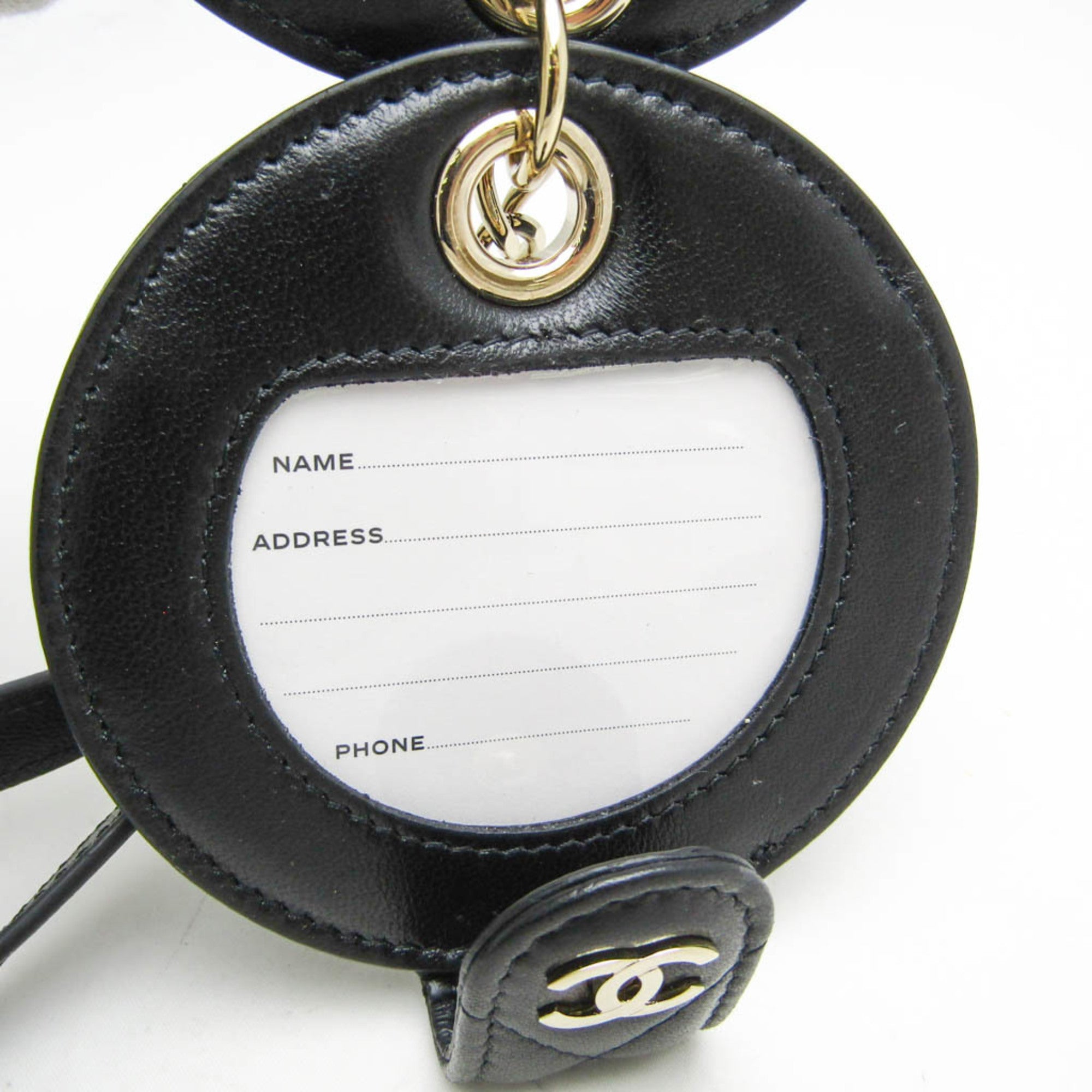 Chanel Name Tag Quilted Leather Black Leather Charms And Keychains Accessory (Pre-Owned)