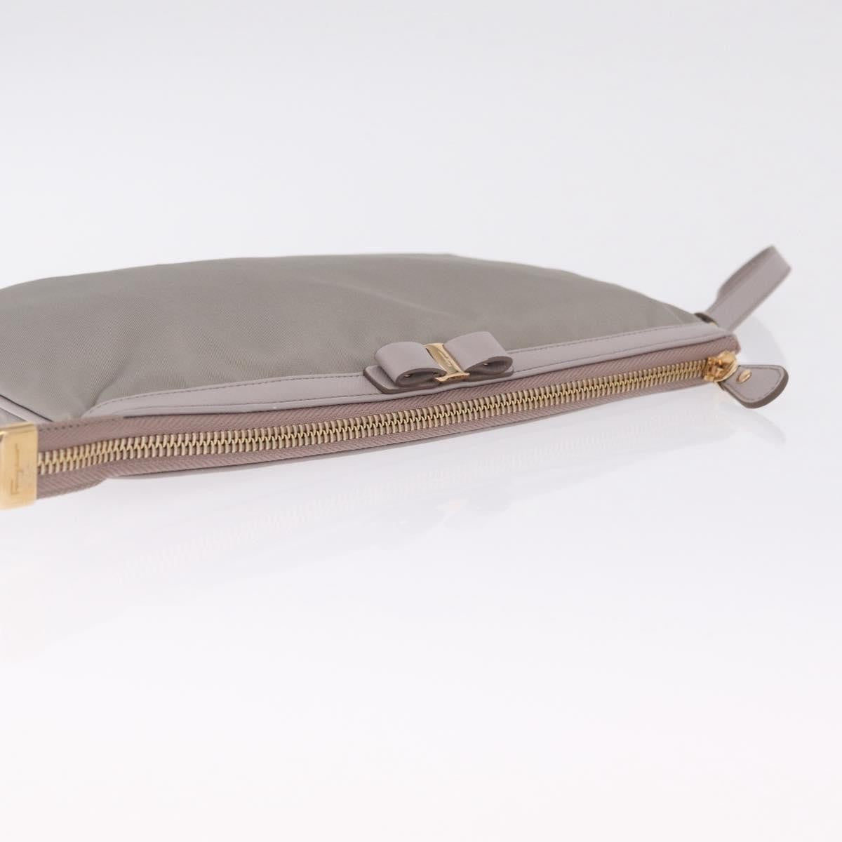 Salvatore Ferragamo Vala Clutch Nylon Gray Nylon Clutche & Pouche Bag (Pre-Owned)