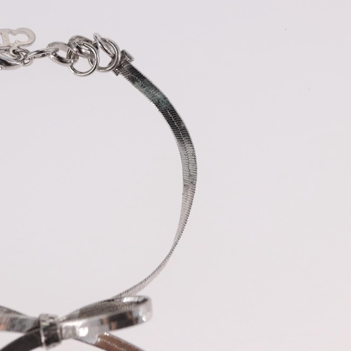 Christian Dior Vintage Ribbon Bow Snake Chain Metal Silver Metal Bracelet Jewelry (Pre-Owned)