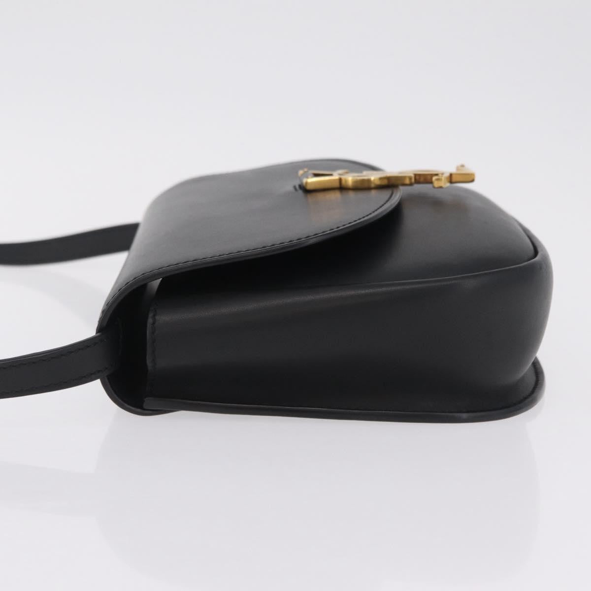 Saint Laurent Kaia Leather With Brogue Detail Black Leather Shoulder Bag Bag (Pre-Owned)