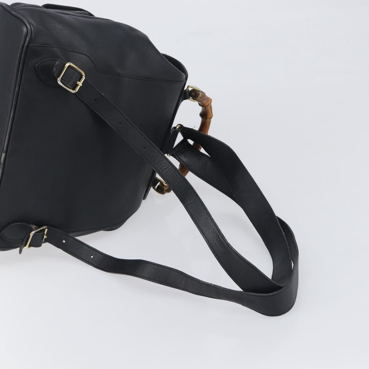 Gucci Vintage Bamboo Leather Black Leather Backpack Bag (Pre-Owned)