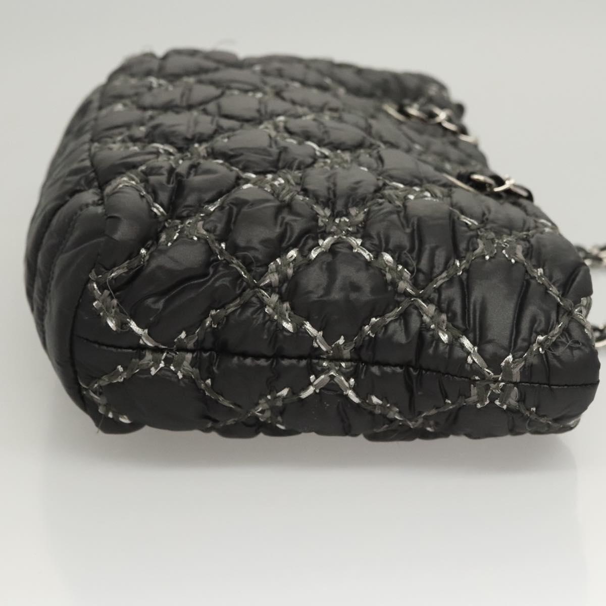 Chanel Tweed On Stitch Zip Tote Quilted Nylon Black Nylon Shoulder Bag Bag (Pre-Owned)