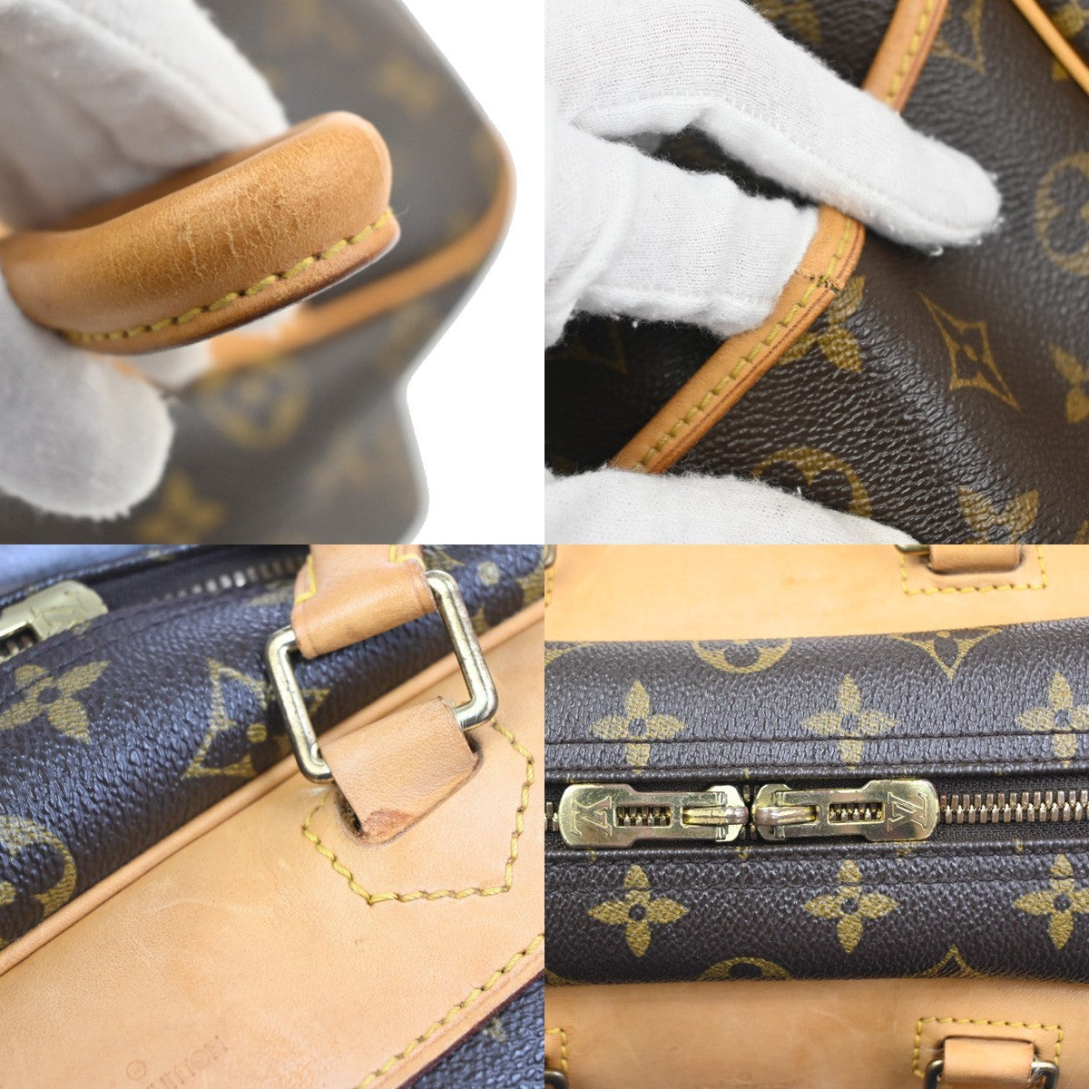 Louis Vuitton Deauville Monogram Canvas Brown Leather Handbag (Pre-Owned)