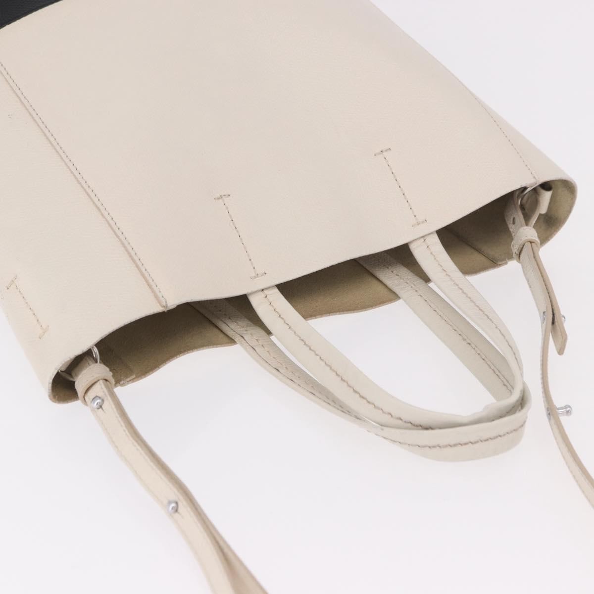 Celine Vertical Bi-Cabas Tote Leather White Leather Tote Bag Bag (Pre-Owned)